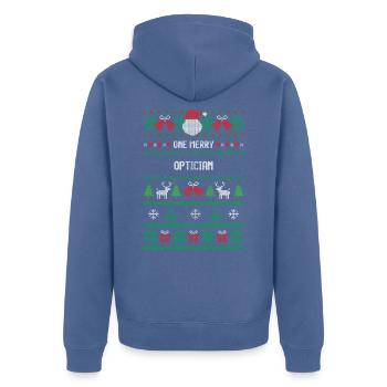 Un joyeux opticien - Veste à capuche bio Premium Unisexe - bleu pigeon - Dos - Nico (187cm)
