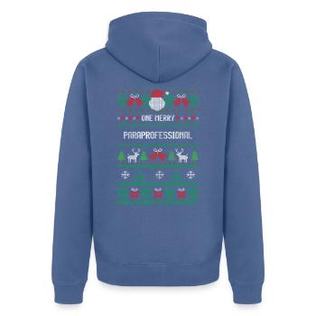One Merry Paraprofessional - Unisex Premium Organic Zip Hoodie - stone blue - Back - Nico (187cm)