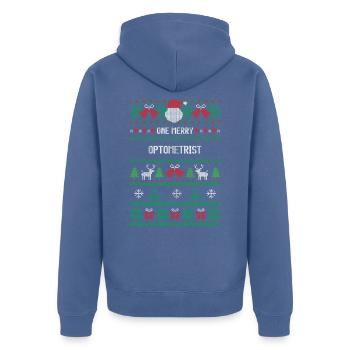 Un joyeux optométriste - Veste à capuche bio Premium Unisexe - bleu pigeon - Dos - Nico (187cm)