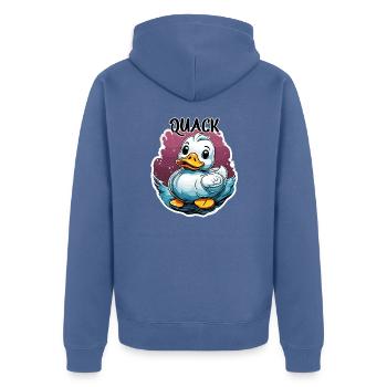 Gummiente / Badeente / Wasser / Badewanne - Unisex Premium Bio Zip Hoodie - Taubenblau - Hinten - Nico (187cm)