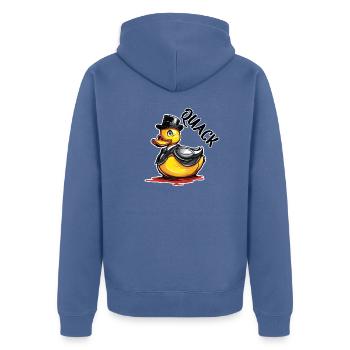 Gummiente / Badeente / Wasser / Badewanne - Unisex Premium Bio Zip Hoodie - Taubenblau - Hinten - Nico (187cm)