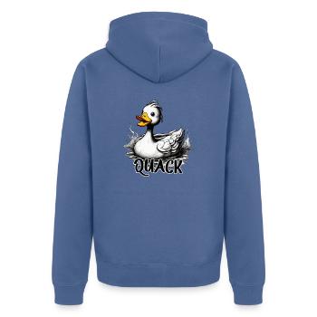 Gummiente / Badeente / Wasser / Badewanne - Unisex Premium Bio Zip Hoodie - Taubenblau - Hinten - Nico (187cm)