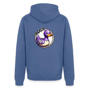 Gummiente / Badeente / Wasser / Badewanne - Unisex Premium Bio Zip Hoodie - Taubenblau - Hinten - Nico (187cm)