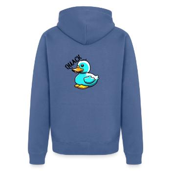 Gummiente / Badeente / Wasser / Badewanne - Unisex Premium Bio Zip Hoodie - Taubenblau - Hinten - Nico (187cm)