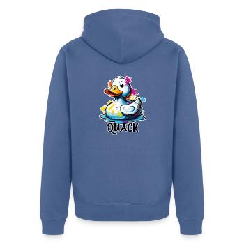 Gummiente / Badeente / Wasser / Badewanne - Unisex Premium Bio Zip Hoodie - Taubenblau - Hinten - Nico (187cm)