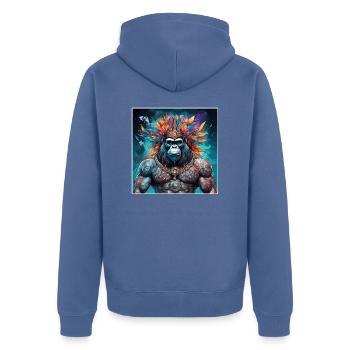 Tattoo / Animal / Art / Cool / Comic / Gorilla - Unisex Premium Organic Zip Hoodie - stone blue - Back - Nico (187cm)