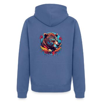 Tattoo / Tier / Kunst / cool / Comic / Bär - Unisex Premium Bio Zip Hoodie - Taubenblau - Hinten - Nico (187cm)