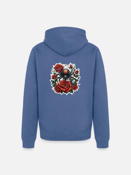 Spider / Web / Pet / Reptile / Eight-legged - Unisex Premium Organic Zip Hoodie - stone blue