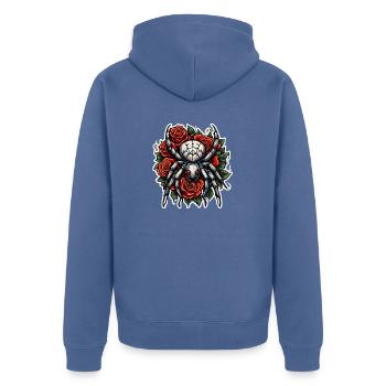 Araignée / Toile / Animal de compagnie / Reptile / Huit pattes - Veste à capuche bio Premium Unisexe - bleu pigeon - Dos - Nico (187cm)