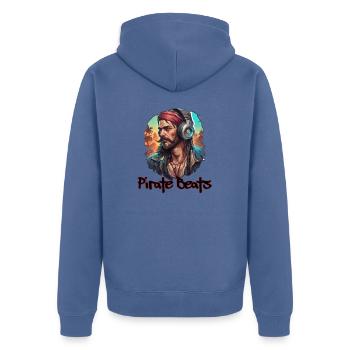 Kopfhörer / Audio / Musik / Klang / cool - Unisex Premium Bio Zip Hoodie - Taubenblau - Hinten - Nico (187cm)