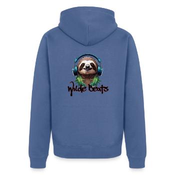 Headphones / Audio / Music / Sound / Cool - Unisex Premium Organic Zip Hoodie - stone blue - Back - Nico (187cm)