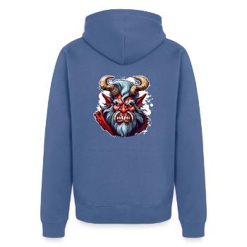Krampus / Tradition / Culture / Winter Spirit - Unisex Premium Organic Zip Hoodie - stone blue - Back - Nico (187cm)