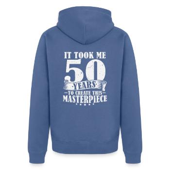 50 Years Birthday Saying 50 Birthday Gift - Unisex Premium Organic Zip Hoodie - stone blue - Back - Nico (187cm)