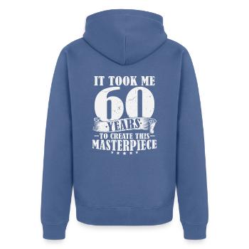 60 Years Birthday Saying 60 Birthday Gift - Unisex Premium Organic Zip Hoodie - stone blue - Back - Nico (187cm)