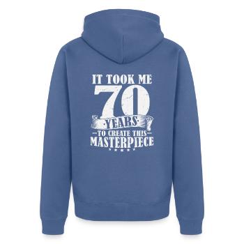 70 Years Birthday Saying 70 Birthday Gift - Unisex Premium Organic Zip Hoodie - stone blue - Back - Nico (187cm)