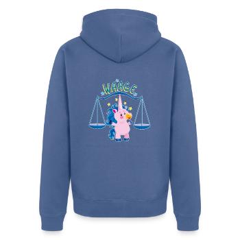 Einhorn Sternzeichen Waage - Unisex Premium Bio Zip Hoodie - Taubenblau - Hinten - Nico (187cm)
