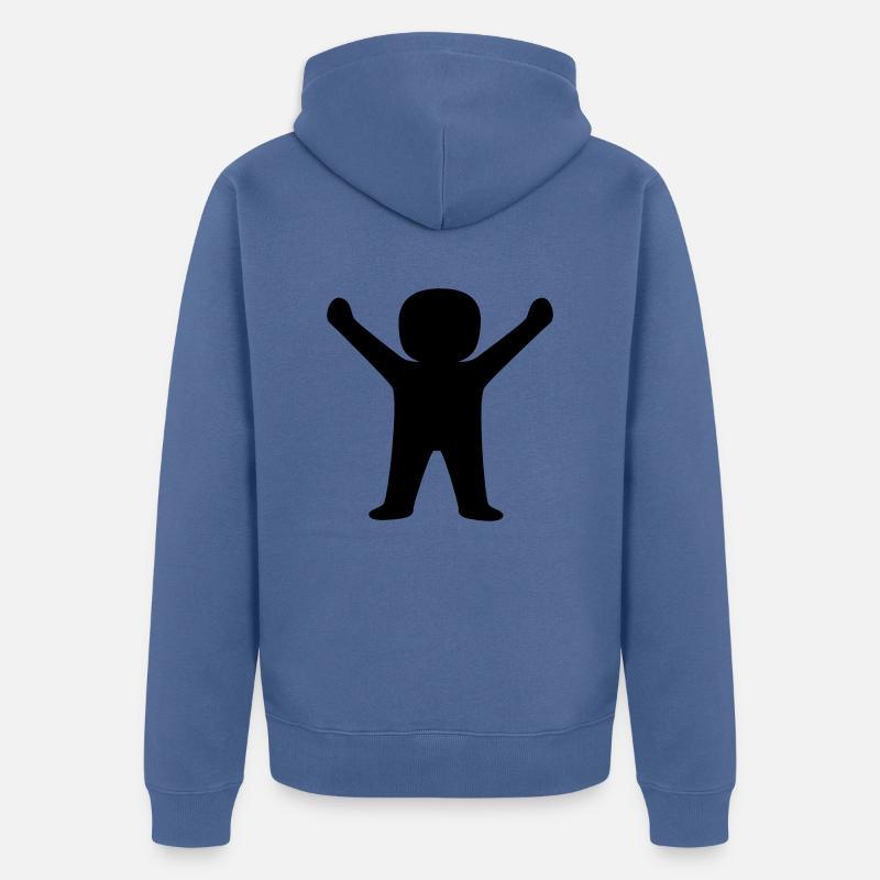 Conception d’illustration masculine heureuse - Veste à capuche bio Premium Unisexe - bleu pigeon
