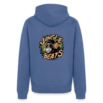 jungle gorille musique - Veste à capuche bio Premium Unisexe - bleu pigeon - Dos - Nico (187cm)