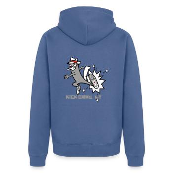 Kick Game Lit – Style de baskets urbaines - Veste à capuche bio Premium Unisexe - bleu pigeon - Dos - Nico (187cm)