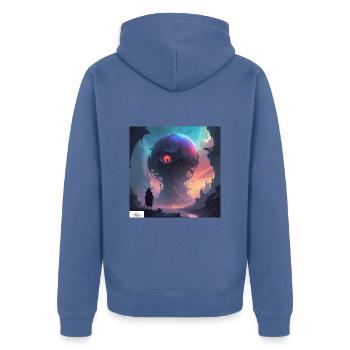 Dessin animé de la vie de la fourchette - Veste à capuche bio Premium Unisexe - bleu pigeon - Dos - Nico (187cm)