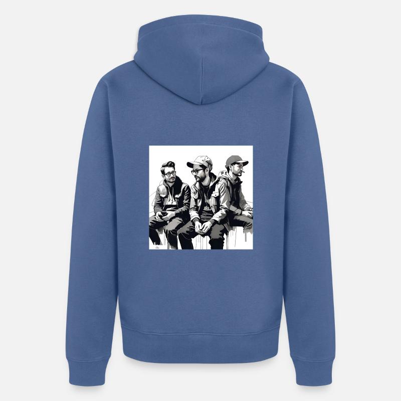 3 amis de l’encre - Veste à capuche bio Premium Unisexe - bleu pigeon