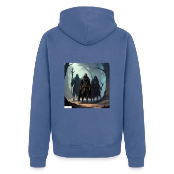 Freunde der antiken Fantasy - Unisex Premium Bio Zip Hoodie - Taubenblau - Hinten - Nico (187cm)