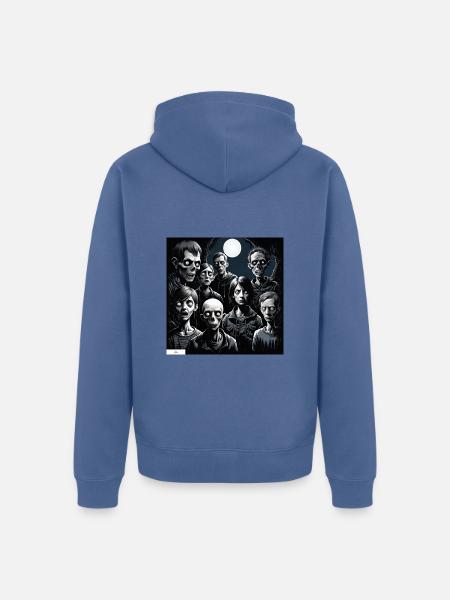 Monster Menschen Porträt - Unisex Premium Bio Zip Hoodie - Taubenblau