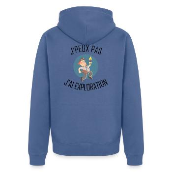 J'peux pas j'ai Exploration - Veste à capuche bio Premium Unisexe - bleu pigeon - Dos - Nico (187cm)