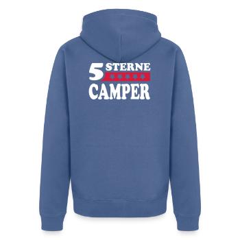 5 Sterne Camper Camping Campingplatz - Unisex Premium Bio Zip Hoodie - Taubenblau - Hinten - Nico (187cm)