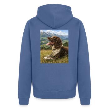 Kleiner Münsterländer - Veste à capuche bio Premium Unisexe - bleu pigeon - Dos - Nico (187cm)