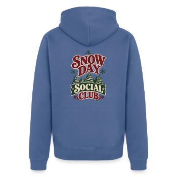 Snow Day Sozialclub - Unisex Premium Bio Zip Hoodie - Taubenblau - Hinten - Nico (187cm)