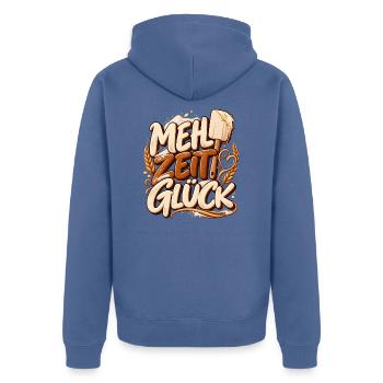 Backliebe Mehlzeit Glück Geschenk für Backen - Unisex Premium Bio Zip Hoodie - Taubenblau - Hinten - Nico (187cm)