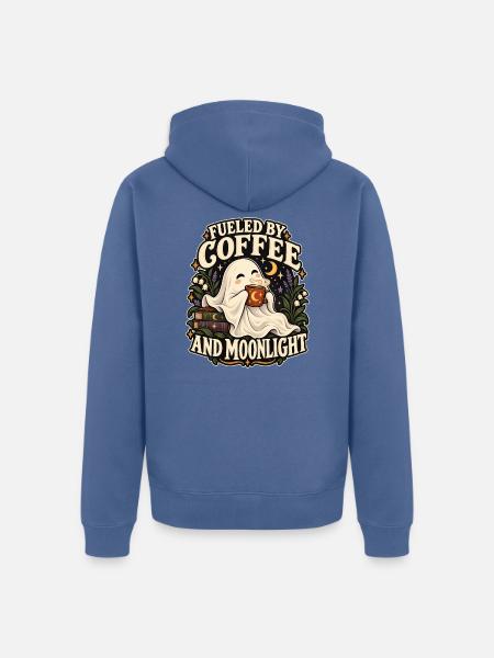 Angetrieben von Kaffee und Mondlicht - Unisex Premium Bio Zip Hoodie - Taubenblau