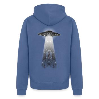 Alien Abduction - Unisex Premium Organic Zip Hoodie - stone blue - Back - Nico (187cm)