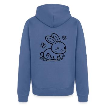 Lapin mignon Lapin - Veste à capuche bio Premium Unisexe - bleu pigeon - Dos - Nico (187cm)