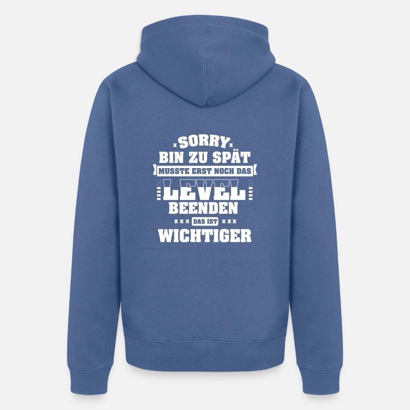 Sorry, bin zu spät - Unisex Premium Bio Zip Hoodie - Taubenblau
