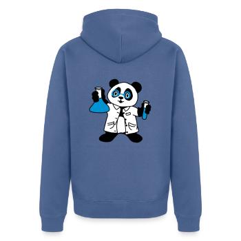 Panda scientist - Unisex Premium Organic Zip Hoodie - stone blue - Back - Nico (187cm)