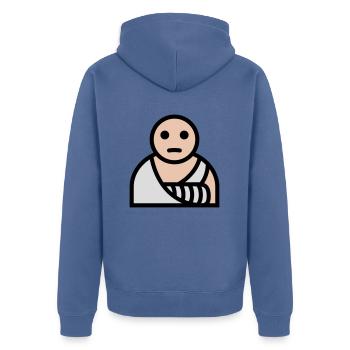 Arm gebrochen Gips Verband - Unisex Premium Bio Zip Hoodie - Taubenblau - Hinten - Nico (187cm)