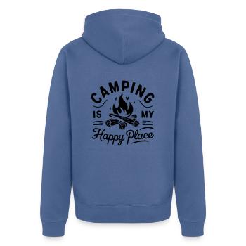 Camping is my happy place. - Unisex Premium Organic Zip Hoodie - stone blue - Back - Nico (187cm)