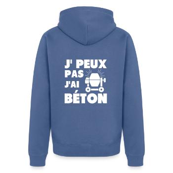 J peux pas j'ai Béton Cadeau Homme Maçon - Veste à capuche bio Premium Unisexe - bleu pigeon - Dos - Nico (187cm)