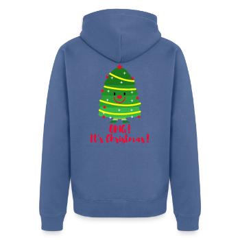 It's Christmas! Emoji. Emoticon Christmas Tree. - Unisex Premium Organic Zip Hoodie - stone blue - Back - Nico (187cm)