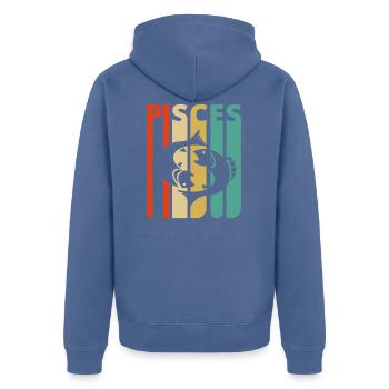 Vintage Poissons Zodiac Cadeaux pour la famille &amis - Veste à capuche bio Premium Unisexe - bleu pigeon - Dos - Nico (187cm)