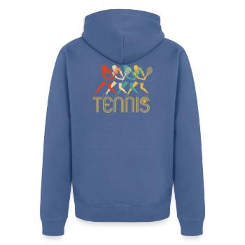 Retro Pop Art Tennis Players,Fan Club Tennis Gifts - Unisex Premium Organic Zip Hoodie - stone blue - Back - Nico (187cm)