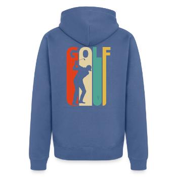 Vintage Retro Golf Gifts for Golfer. Golf Player - Unisex Premium Organic Zip Hoodie - stone blue - Back - Nico (187cm)