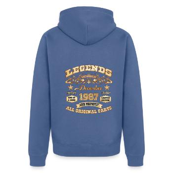 Legends are born in December 1987 - Unisex Premium Organic Zip Hoodie - stone blue - Back - Nico (187cm)