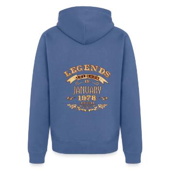 Legends are born in January 1978 - Unisex Premium Organic Zip Hoodie - stone blue - Back - Nico (187cm)
