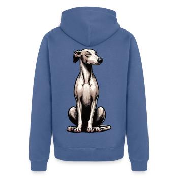 Whippet Greyhound Whippets Propriétaire de lévrier - Veste à capuche bio Premium Unisexe - bleu pigeon - Dos - Nico (187cm)