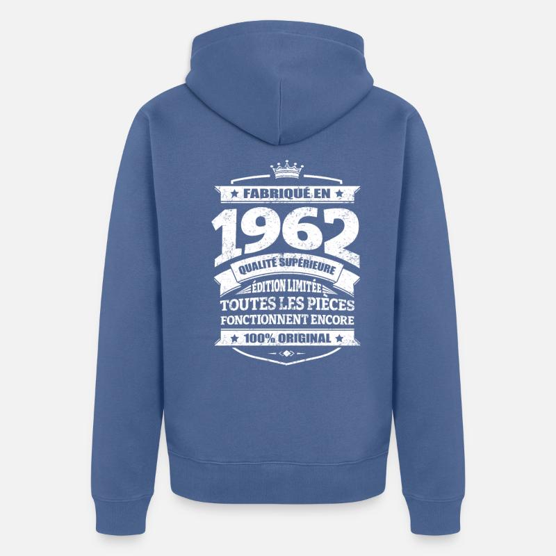 FABRIQUÉ EN 1962 - Veste à capuche bio Premium Unisexe - bleu pigeon