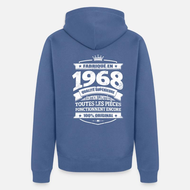 FABRIQUÉ EN 1968 - Veste à capuche bio Premium Unisexe - bleu pigeon