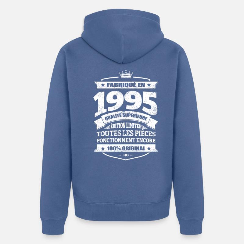FABRIQUÉ EN 1995 - Veste à capuche bio Premium Unisexe - bleu pigeon